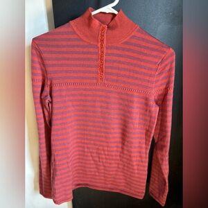 Striped Merino Wool Mock Neck Sweater Size S